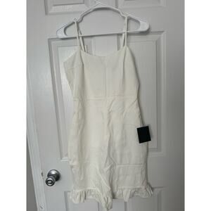 NWT Lulu’s Spoonful of Sass Mini White Bodycon Dress with Ruffle Hem Sz: Small